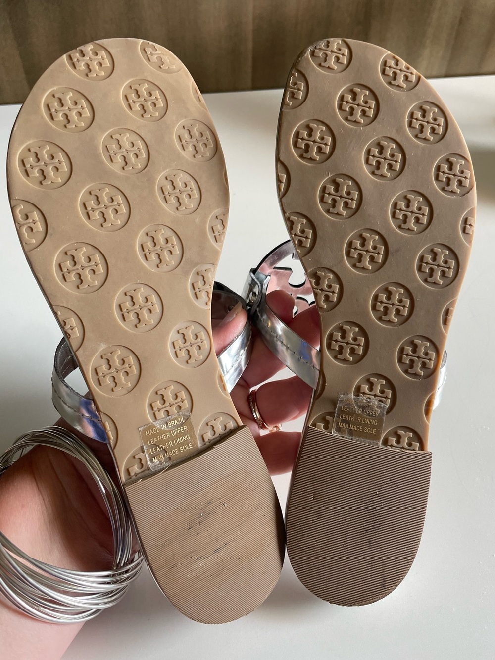 Tory Burch Miller Sandals in Silver Argento Size 7 - Picture 4 of 10